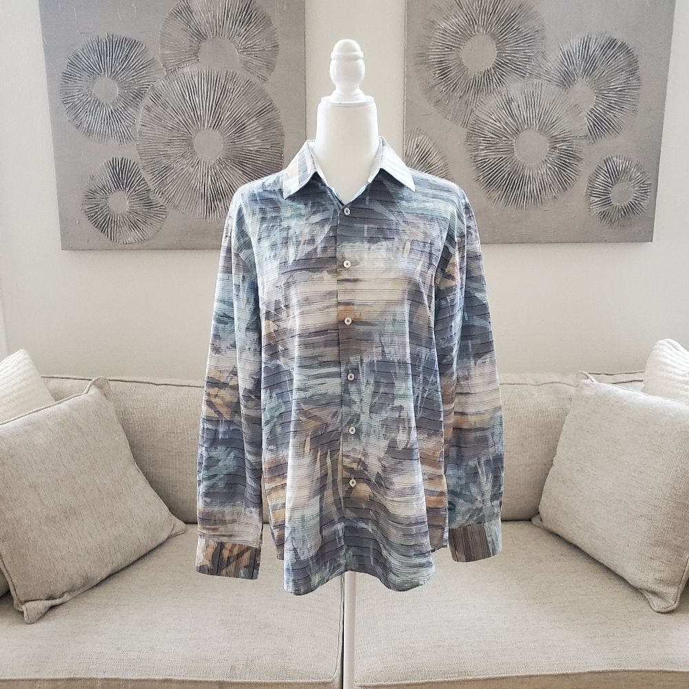 Bugatchi Uomo Men's Tropical Long Sleeve Button-Up Shirt sz Lg